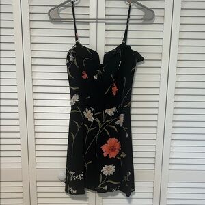 Flynn Skye Black Dress with Floral Design